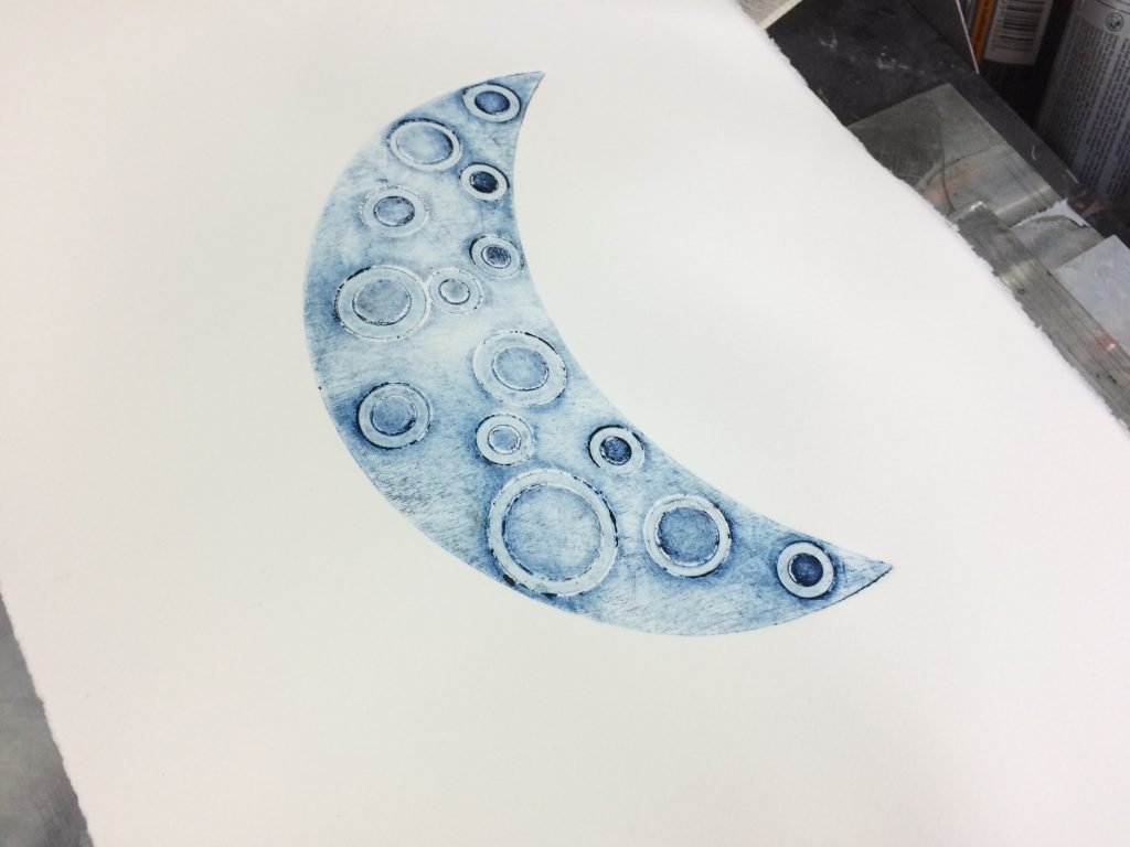 Crescent Moon Variation – collagraph print