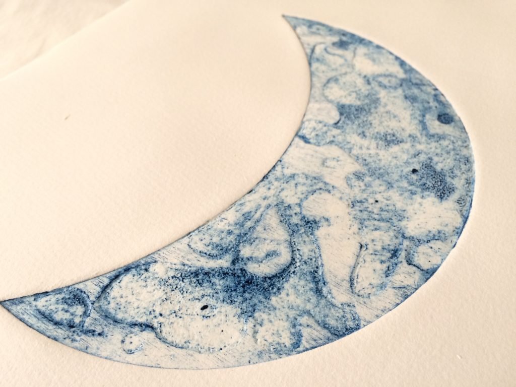 Crescent Moon Variation II – collagraph print