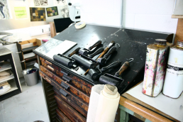 Inking tools in the print room