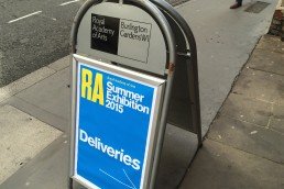 Royal Academy Summer Exhibition – deliveries sign