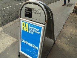 Royal Academy Summer Exhibition – deliveries sign