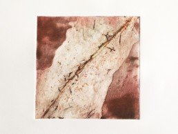 Print Stories: '6x6' print from poured varnish plate – red oxides/gold